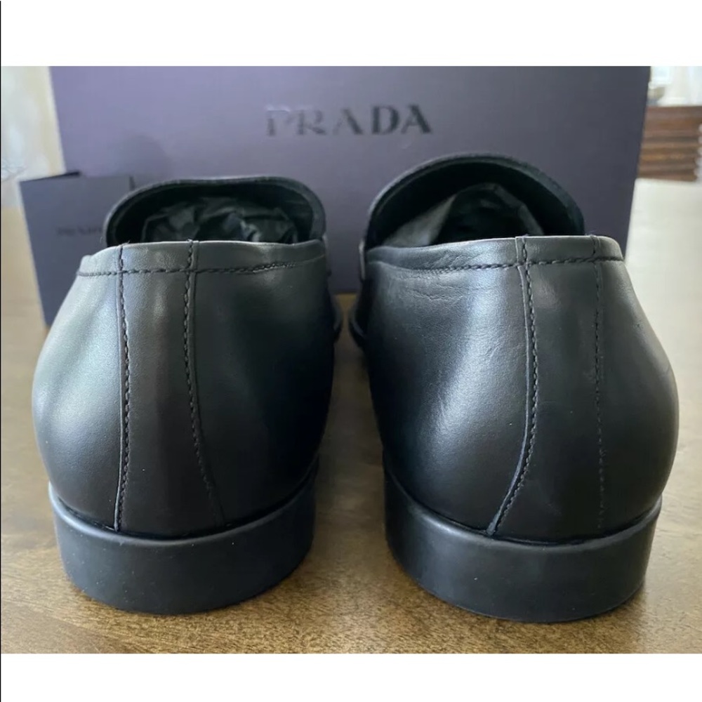 PRADA BLACK‎ LEATHER LOAFER SHOES 4D2823 NEW IN BOX - Picture 8 of 9